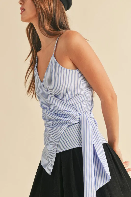 Aemi   Co Side Knotted Surplice Striped Cami