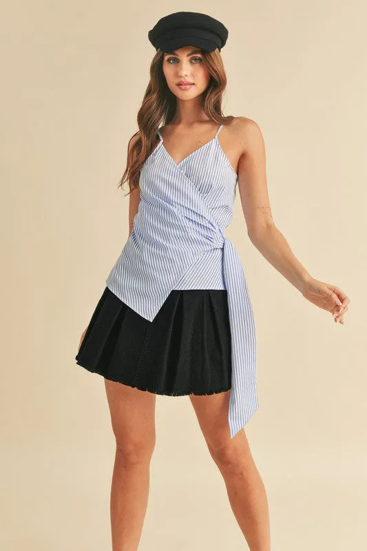 Aemi   Co Side Knotted Surplice Striped Cami