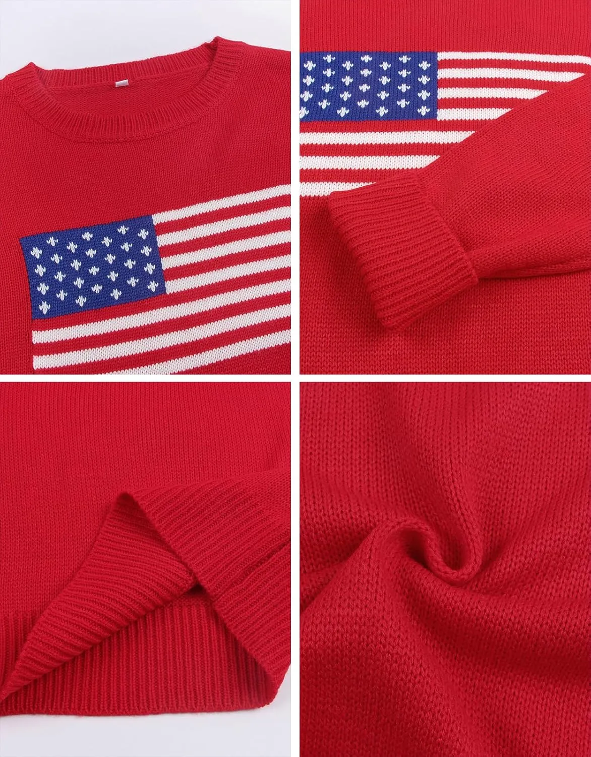 Alsol Lamesa Women’s American Flag Graphic Sweater Patriotic Long Sleeve Pullover Sweaters Crew Neck Knit Tops