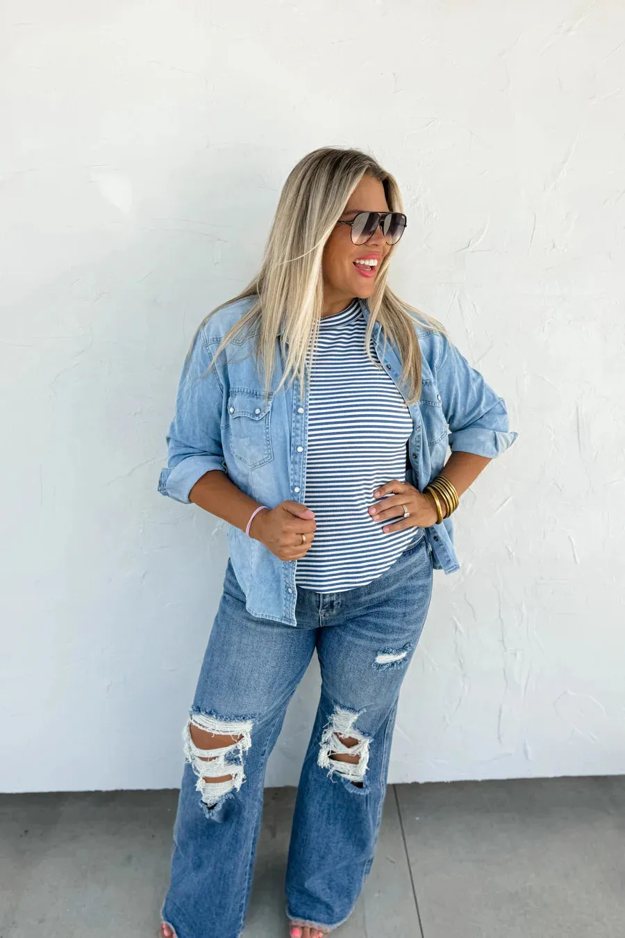 Bianca Basic Stripe Ribbed Tanks FINAL SALE