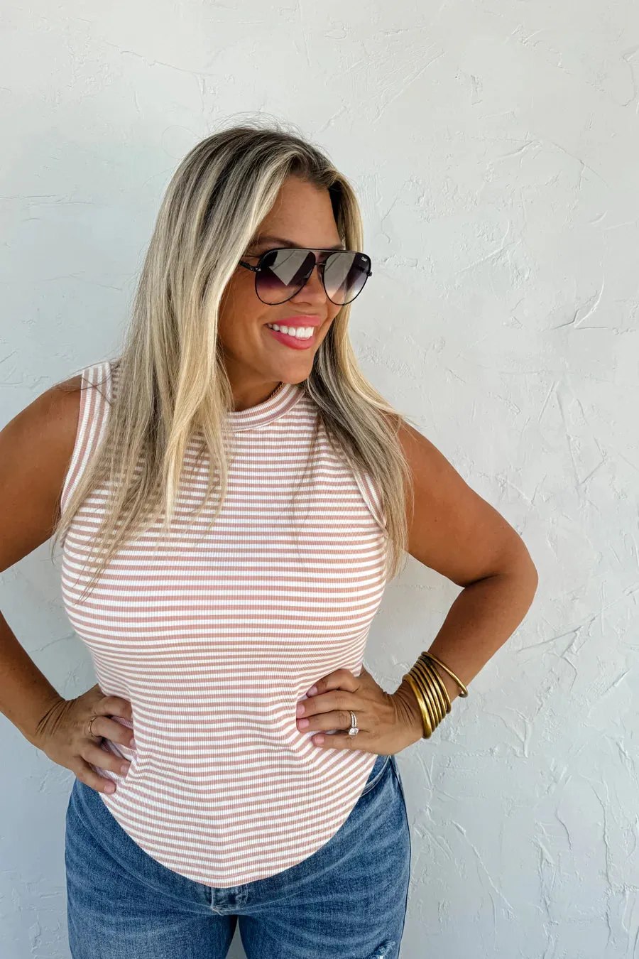 Bianca Basic Stripe Ribbed Tanks FINAL SALE