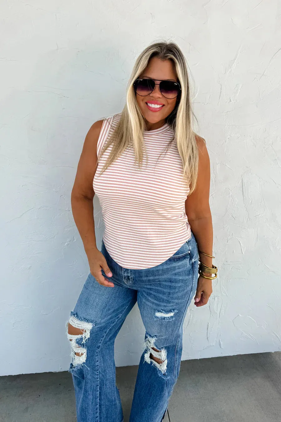 Bianca Basic Stripe Ribbed Tanks FINAL SALE