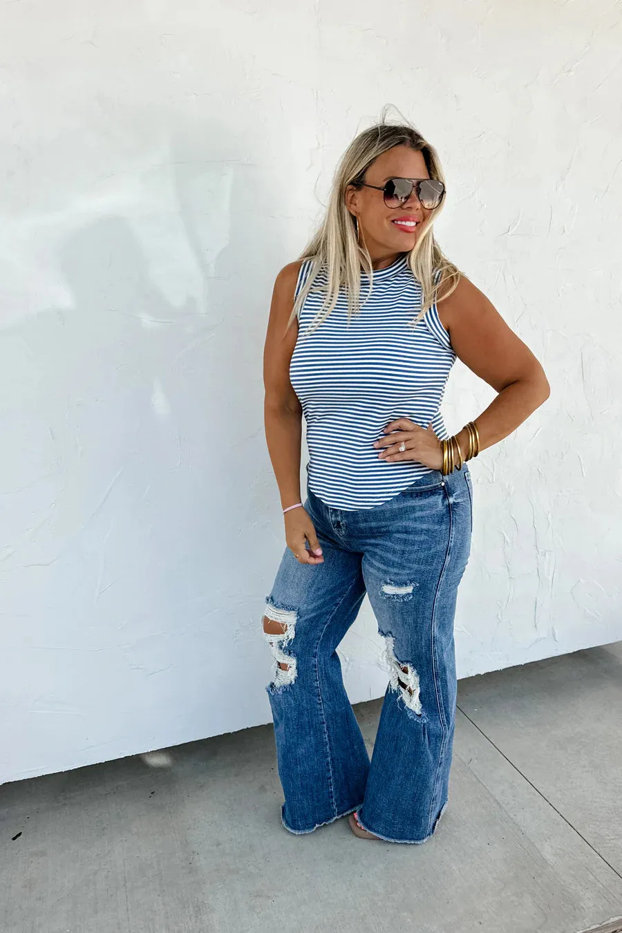 Bianca Basic Stripe Ribbed Tanks FINAL SALE