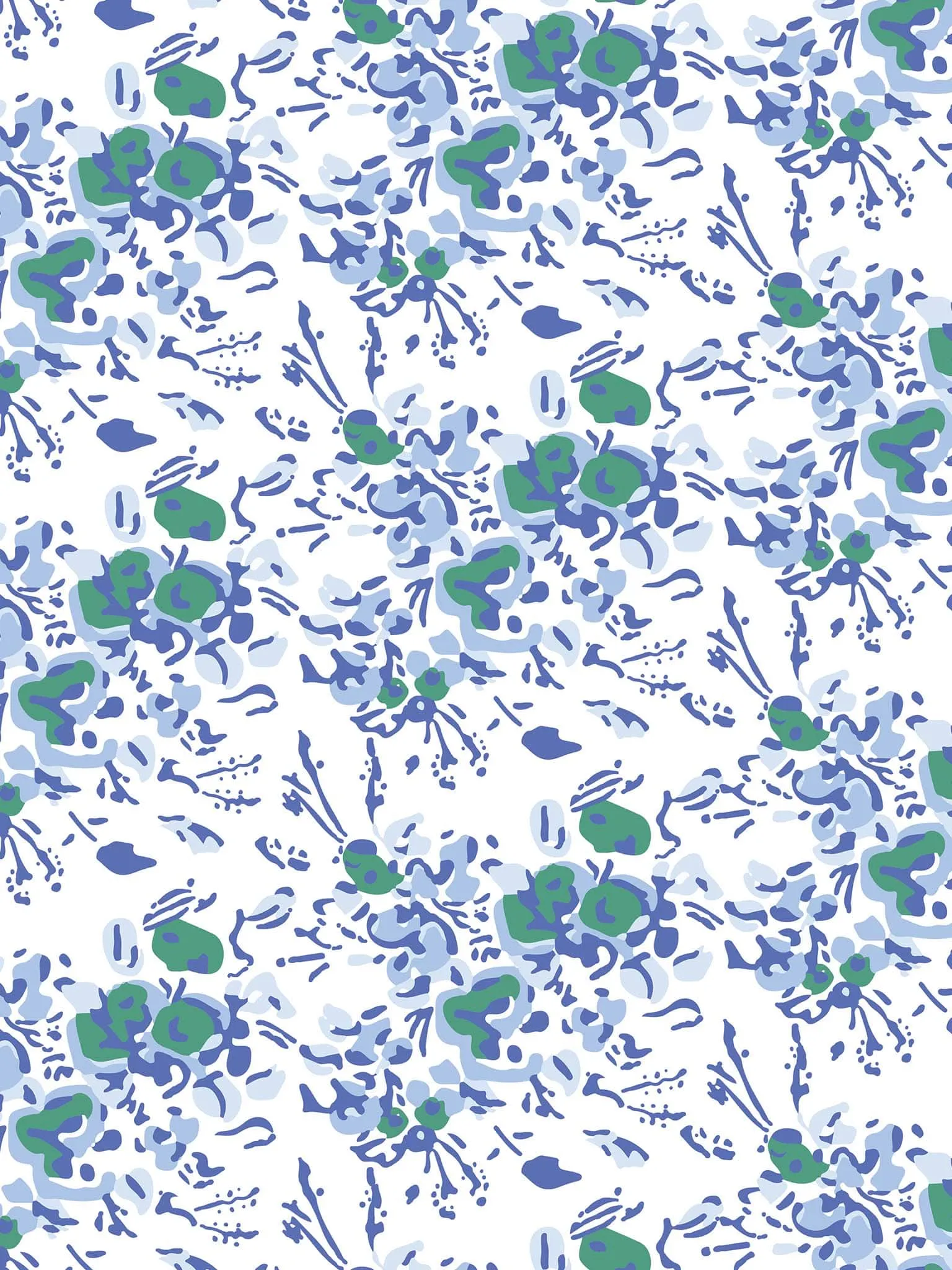 Blue Floral Block Print Scalloped Napkin and Placemat (Set of 4)