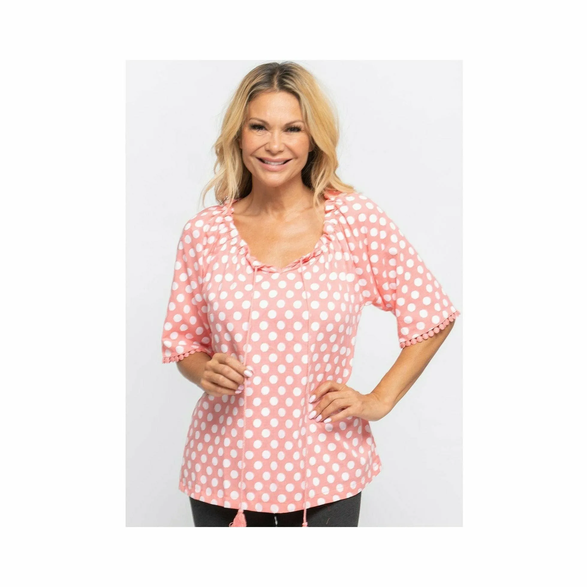 Cotton Tassel Polka Dot Top