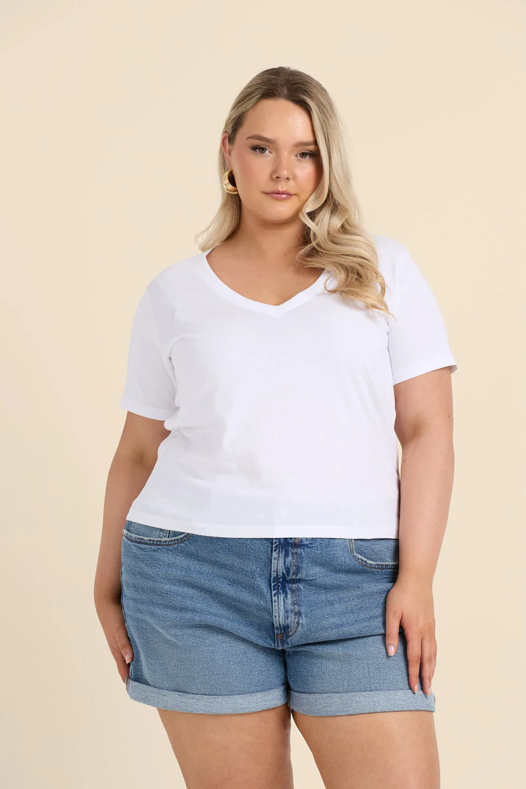 Curve V Neck Cotton Tee