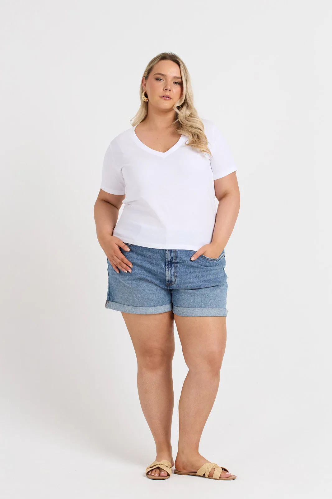 Curve V Neck Cotton Tee