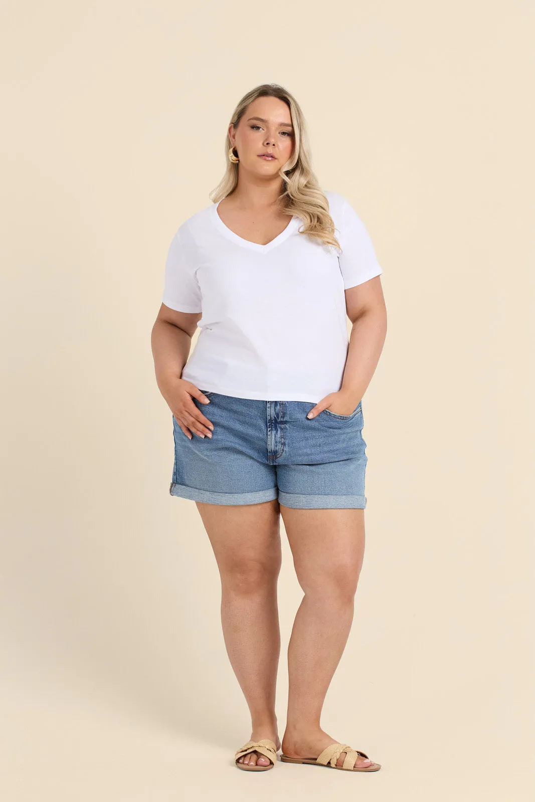Curve V Neck Cotton Tee