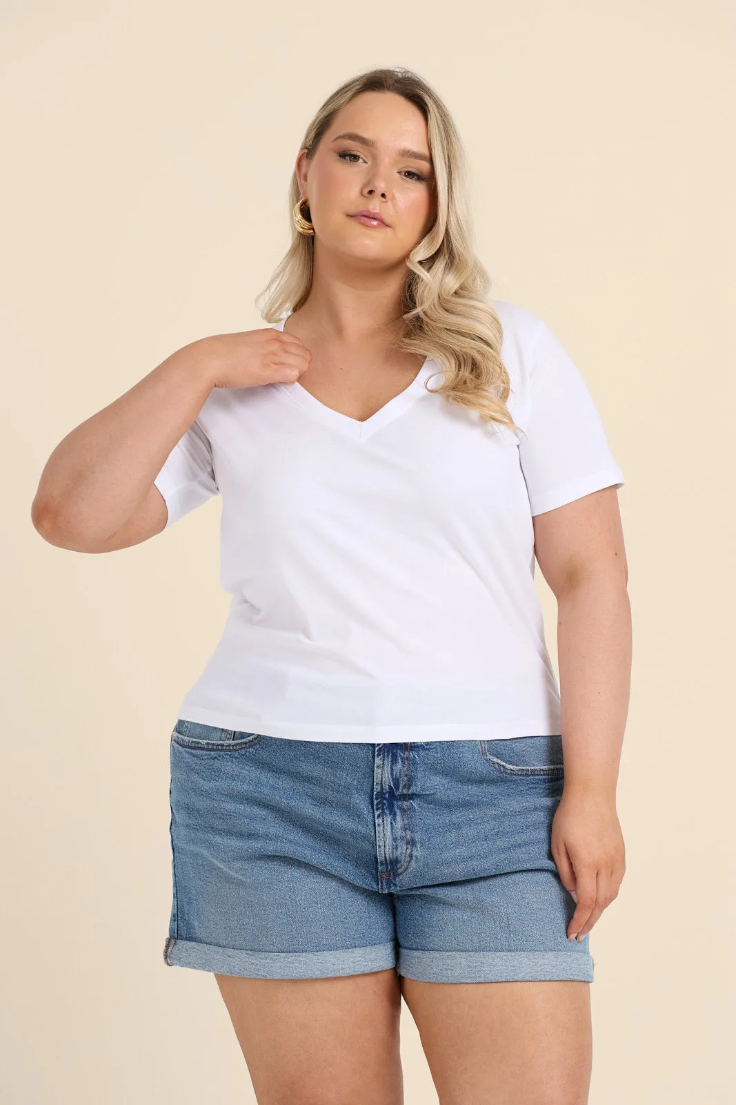 Curve V Neck Cotton Tee