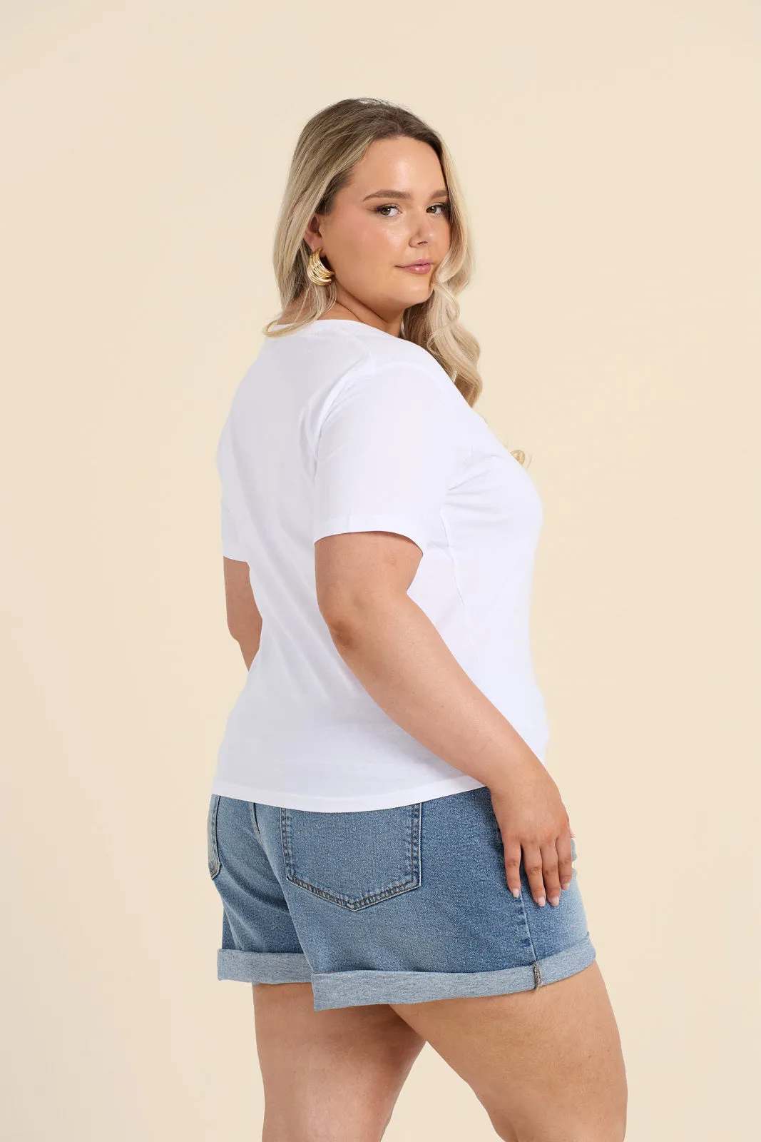 Curve V Neck Cotton Tee