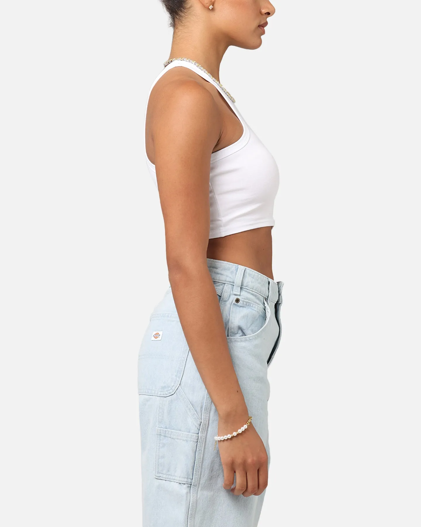 Dickies Women's Fire Boy Crop Tank White