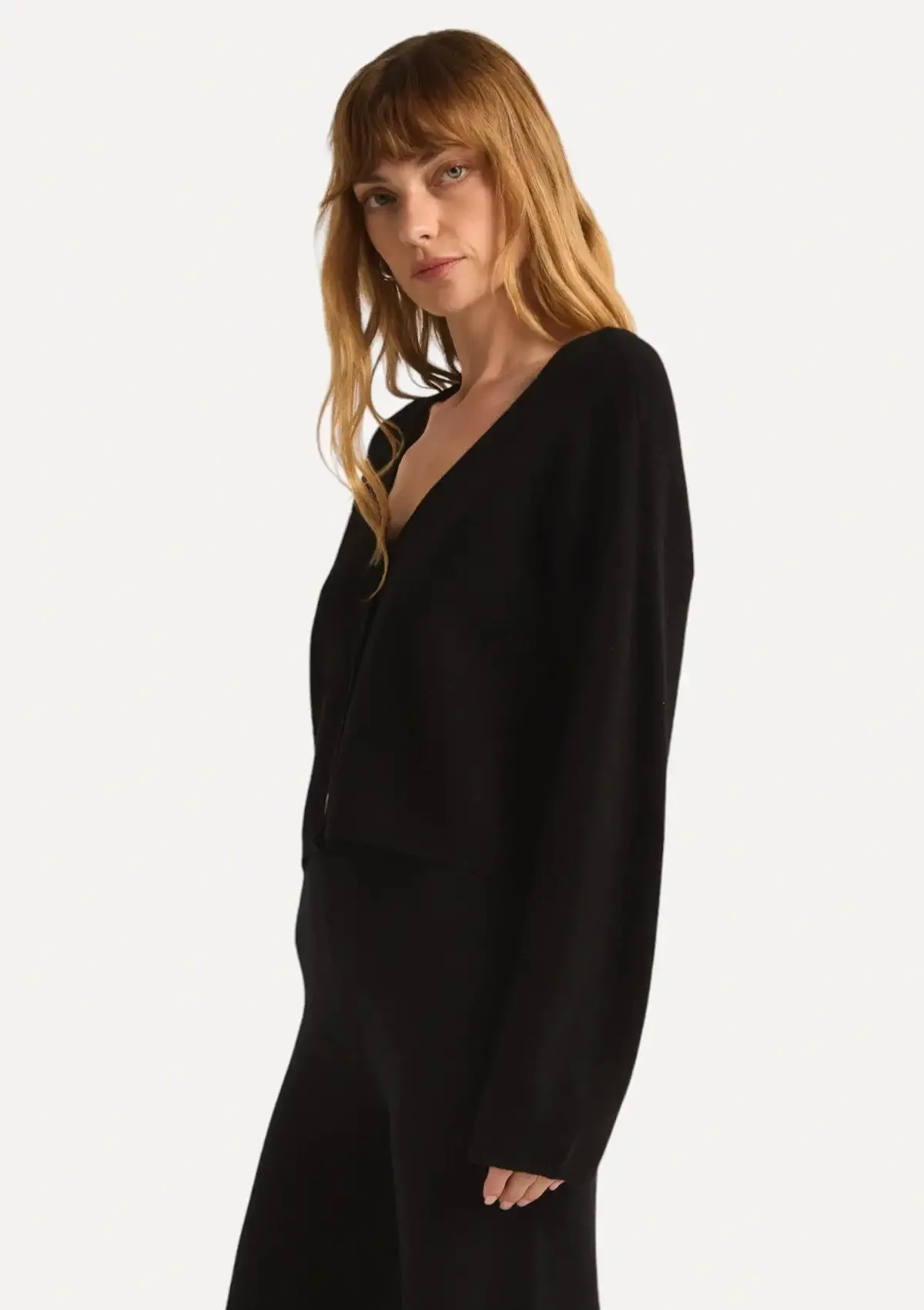 Estelle Womens Cozy Black Cardigan Sweater
