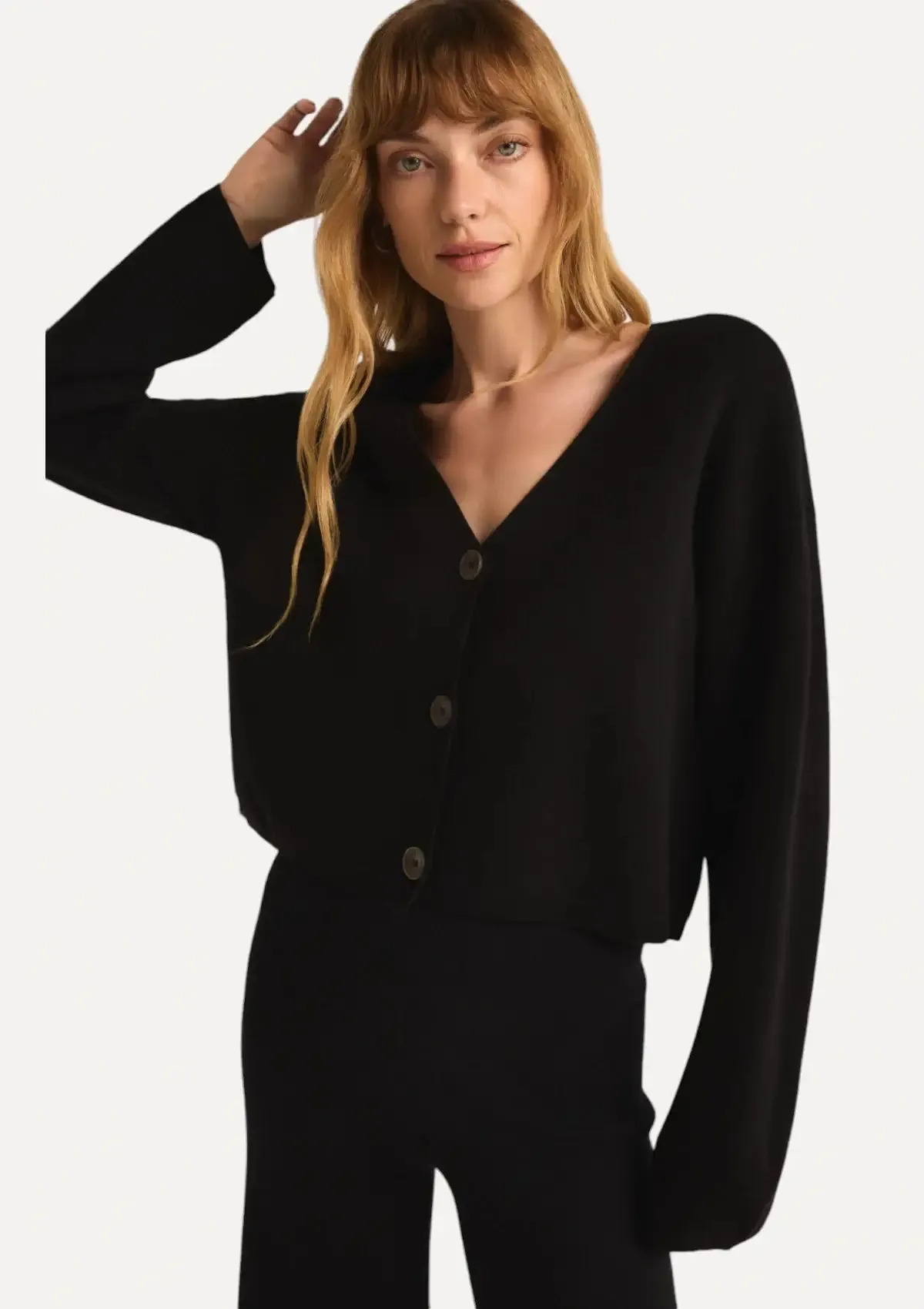 Estelle Womens Cozy Black Cardigan Sweater