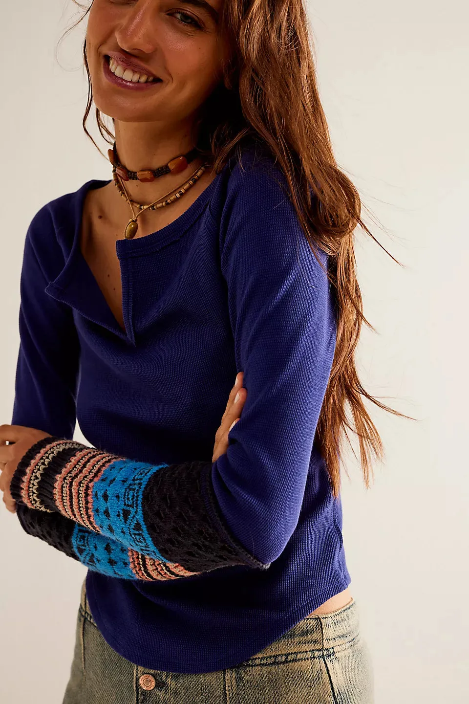 Free People We The Free Cozy Craft Cuff - Navy Combo