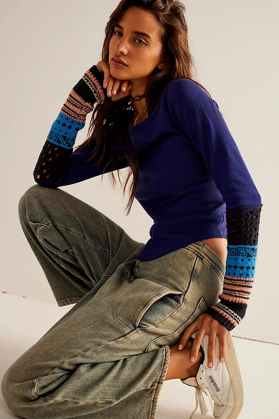 Free People We The Free Cozy Craft Cuff - Navy Combo