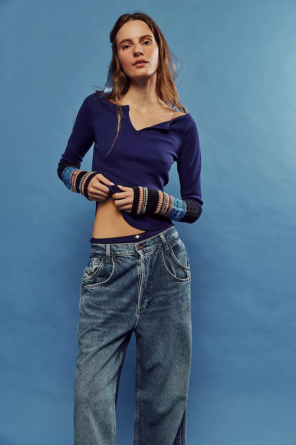 Free People We The Free Cozy Craft Cuff - Navy Combo