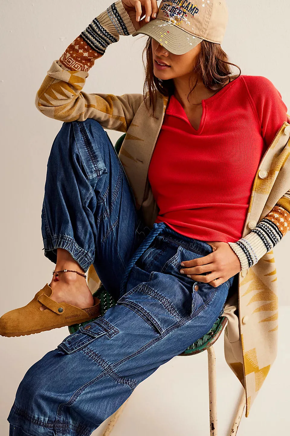 Free People We The Free Cozy Craft Cuff - Red Combo