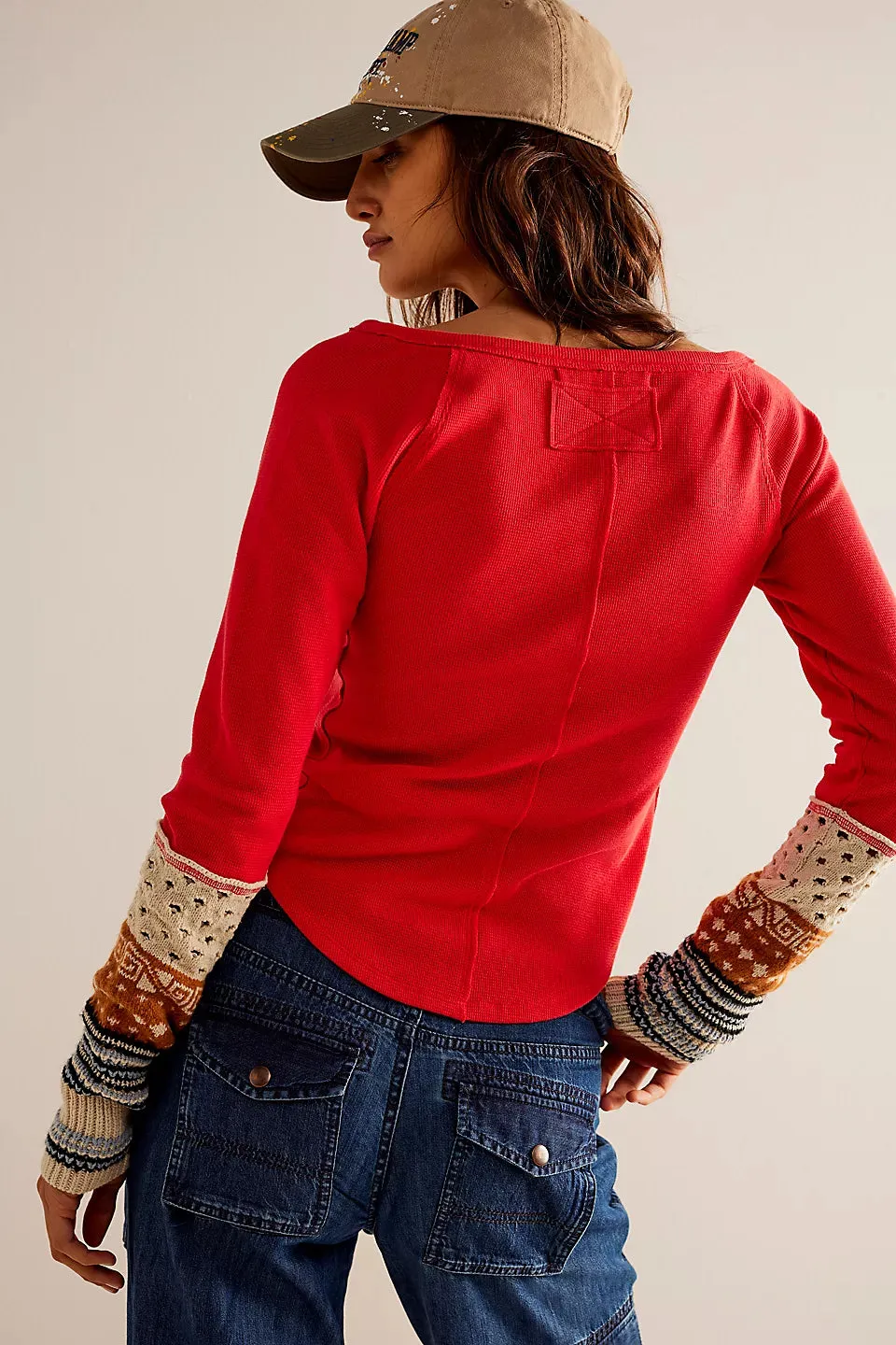 Free People We The Free Cozy Craft Cuff - Red Combo