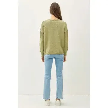 Getting Closer Moss Raw Seam Sweater