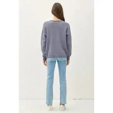 Getting Closer Slate Blue Raw Seam Sweater