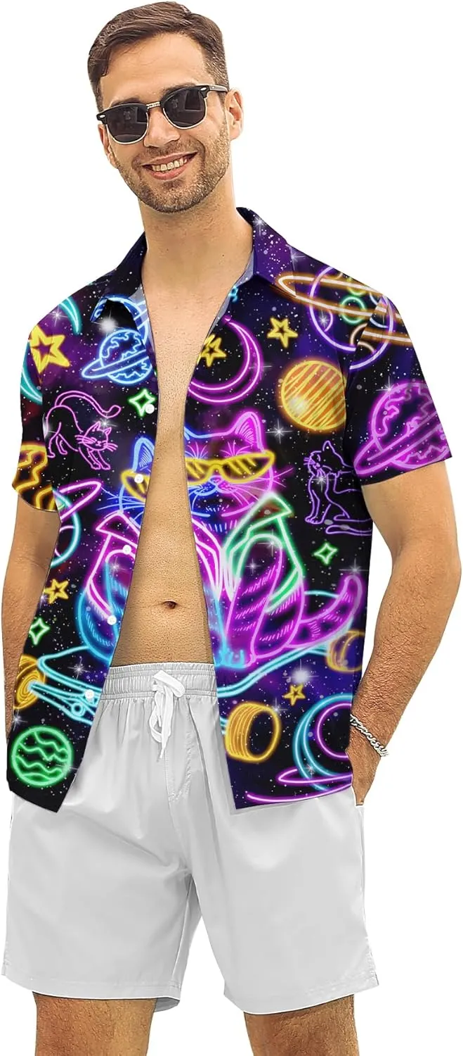 Goodstoworld Men's Novelty Hawaiian Button Down Shirts