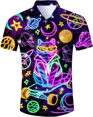 Goodstoworld Men's Novelty Hawaiian Button Down Shirts
