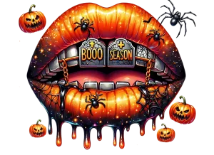 Heat transfer, spooky lips, press and peel, made to order