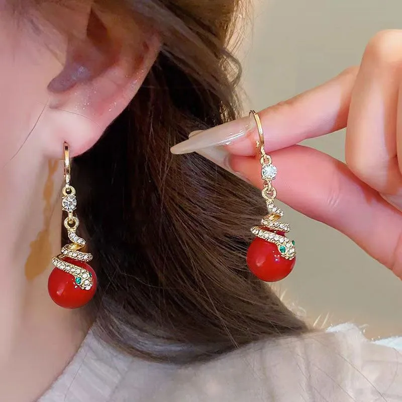 HOT SALE 49% OFFGold Plated Snake Pearl Earrings
