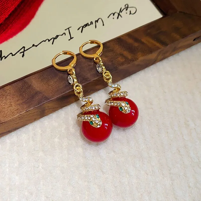 HOT SALE 49% OFFGold Plated Snake Pearl Earrings