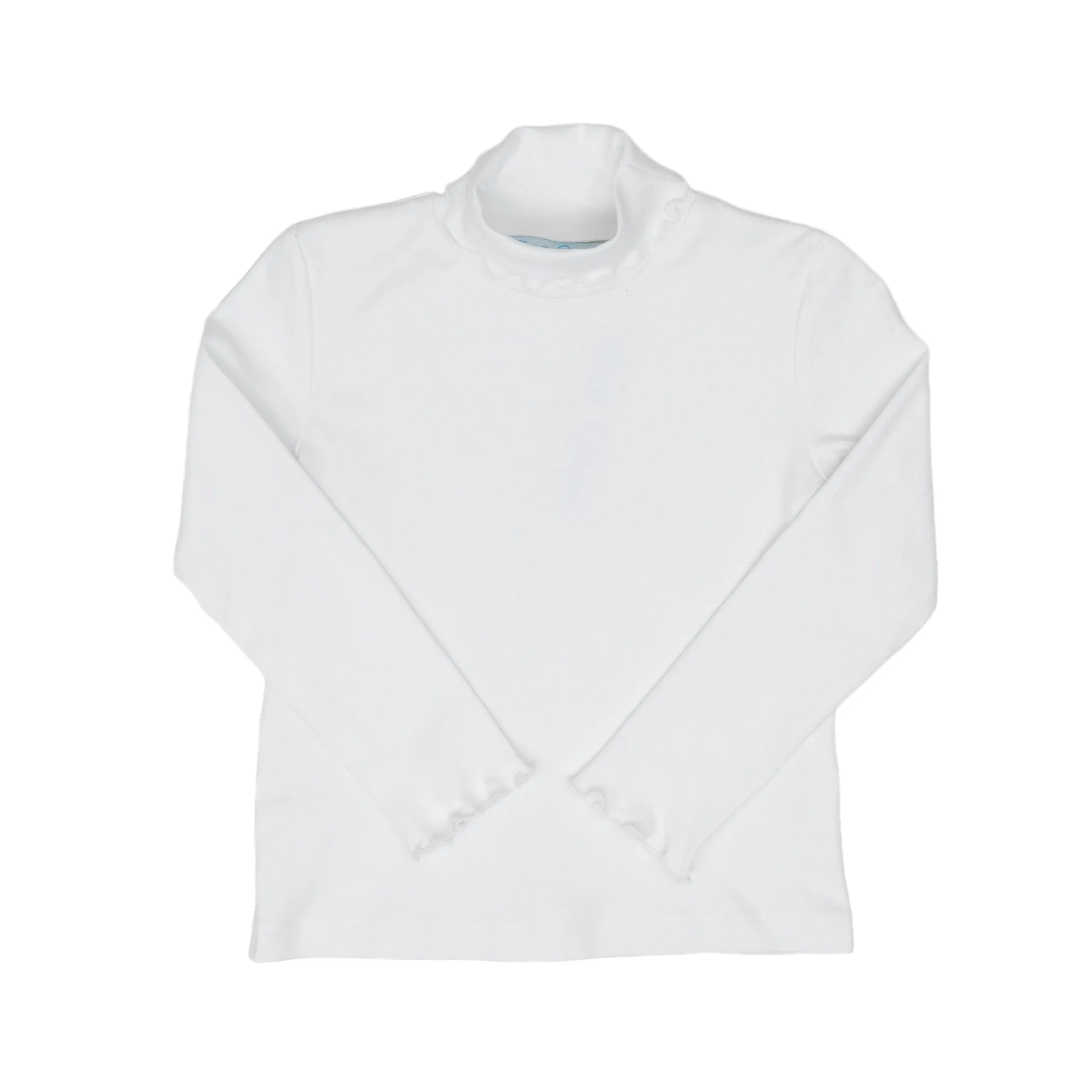 Jacey White Turtleneck with Ripple Edge Detail