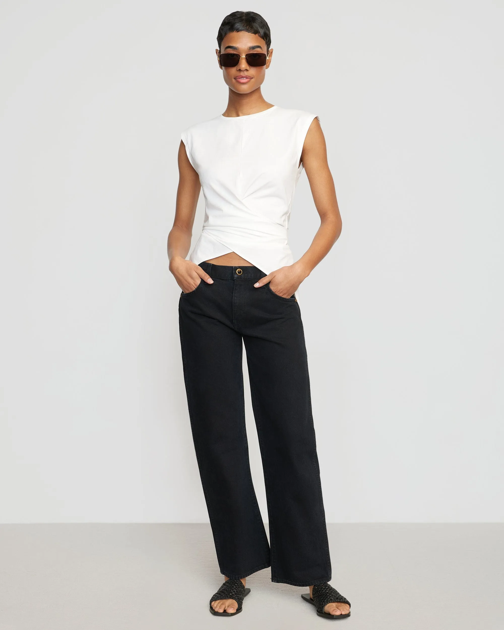 Janae Sleeveless Wrap Jersey Tee