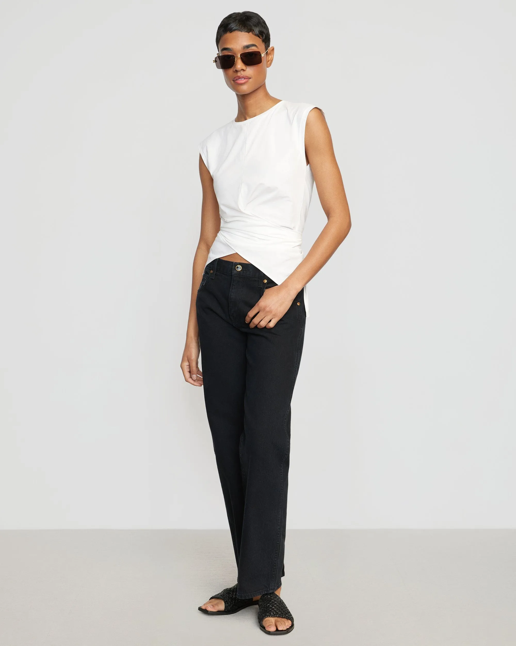 Janae Sleeveless Wrap Jersey Tee