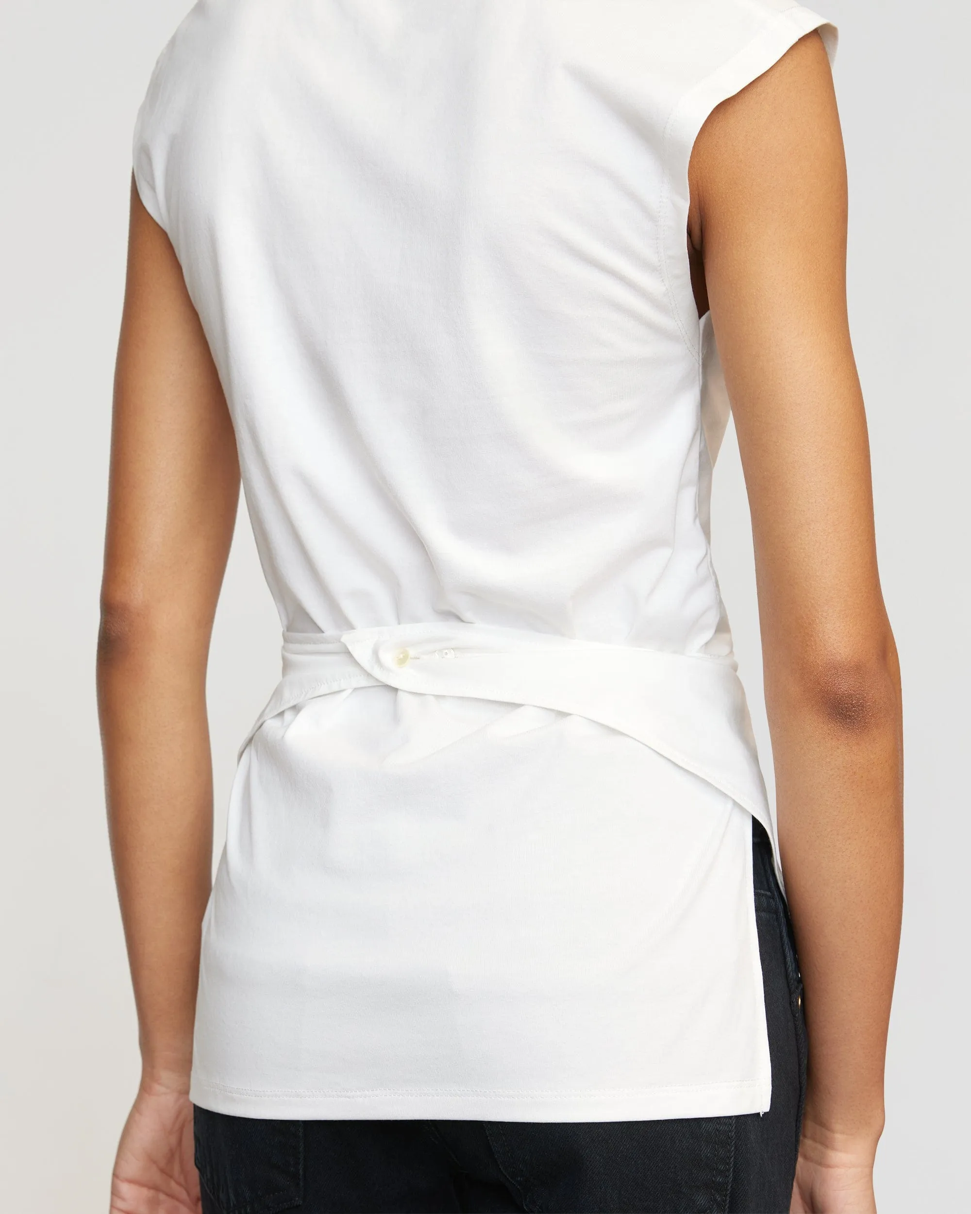 Janae Sleeveless Wrap Jersey Tee
