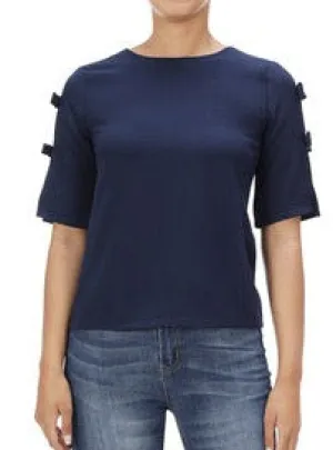 Julia Bow Detail Top [Navy-TPY-649-S0514]