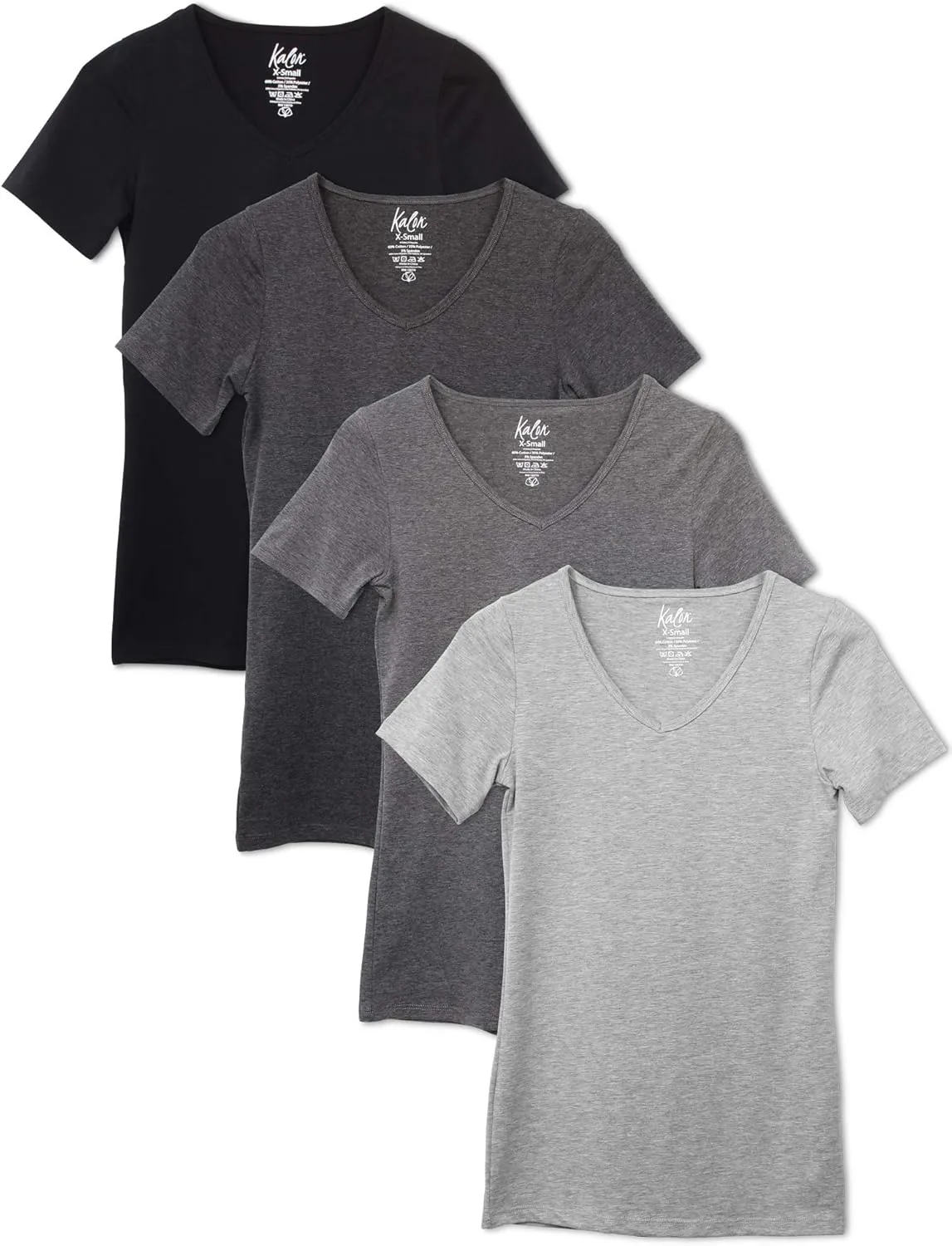 Kalon Women's 4-Pack V-Neck T-Shirt Base Layer