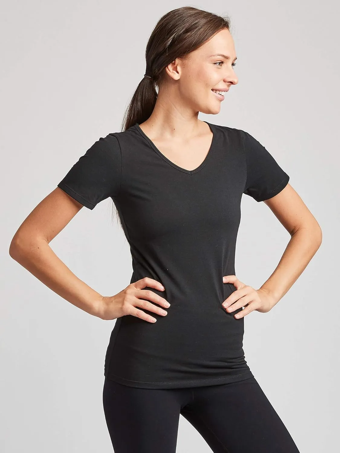 Kalon Women's 4-Pack V-Neck T-Shirt Base Layer