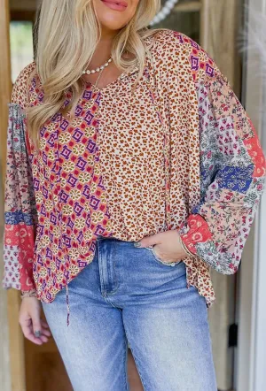 Nancy Floral Tied V-Neck Top