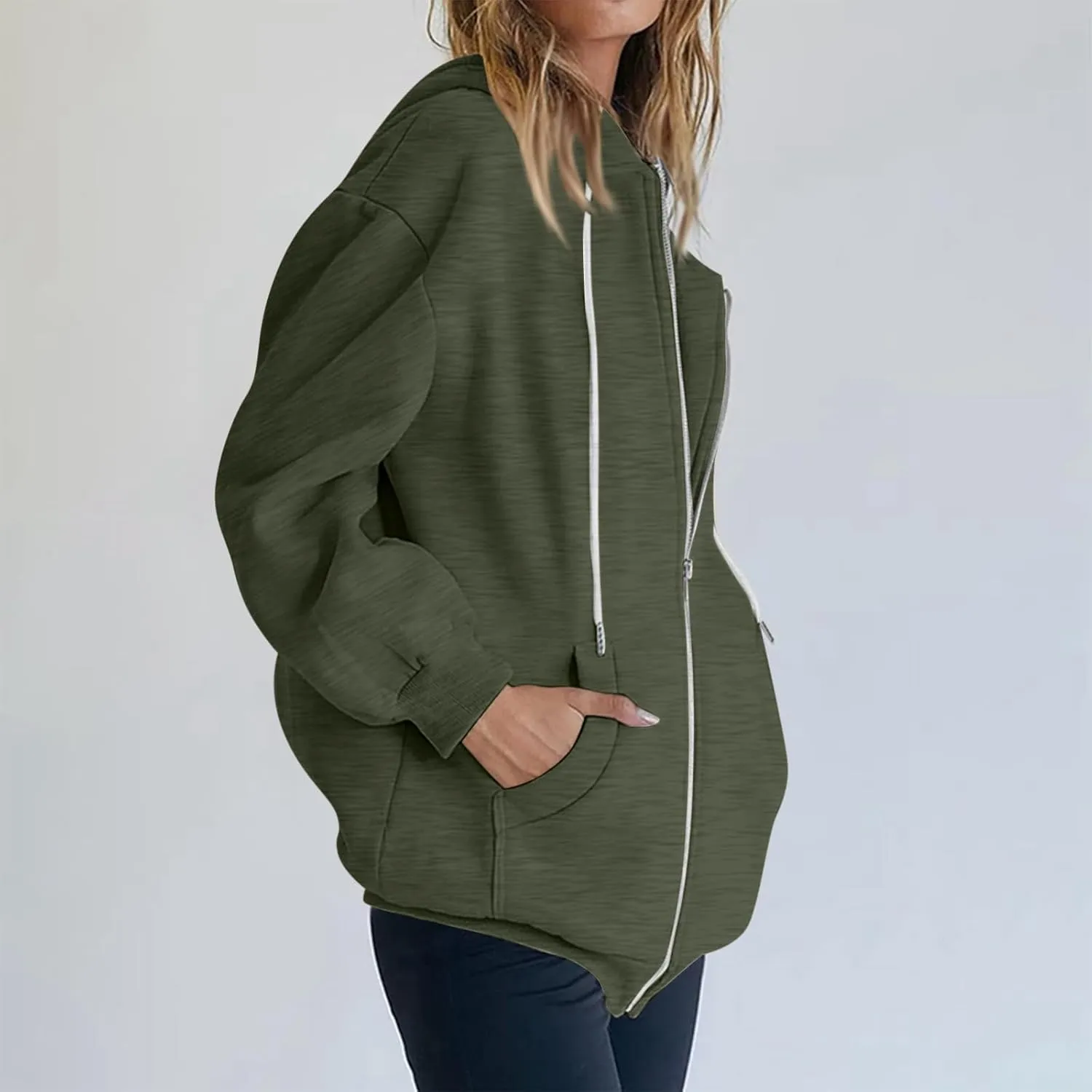 NBXNZWF Women's Zip Up Y2K Hoodies Casual Long Sleeve Oversized Sweatshirts 2025 Fall Winter Drawstring Jackets With Pockets