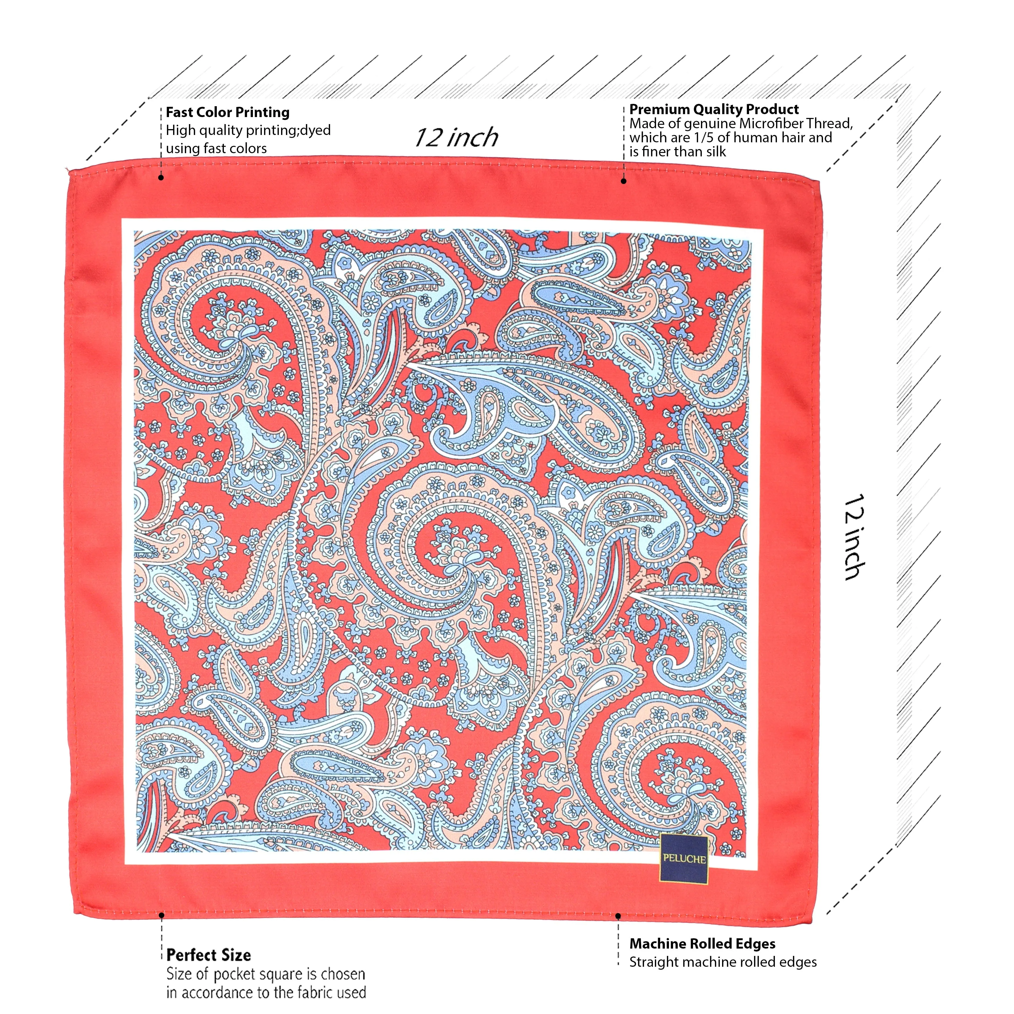 Peluche PolySilk Paisley Design Pocket Square For Men