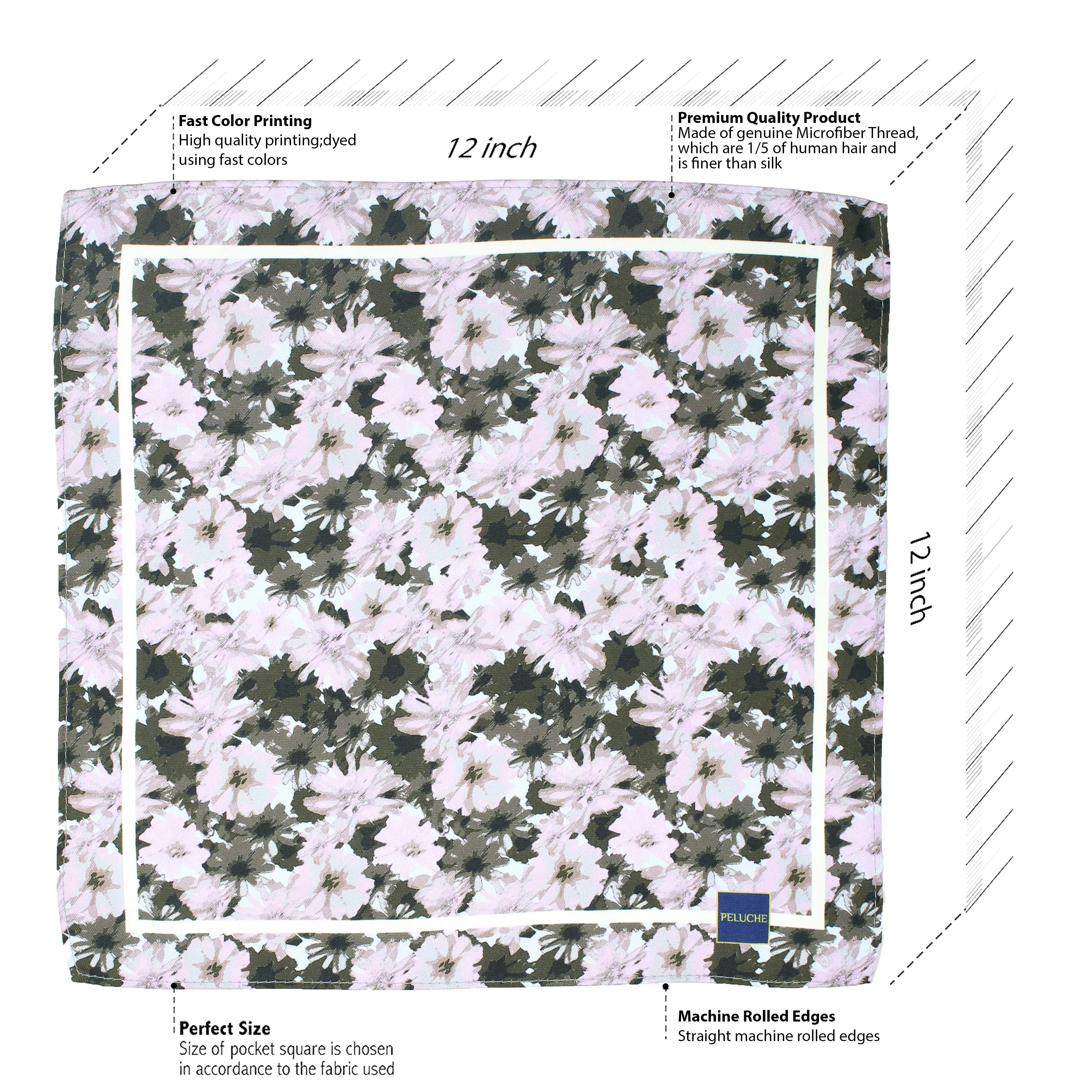 Peluche Pretty Floral Design Pocket Square For Men