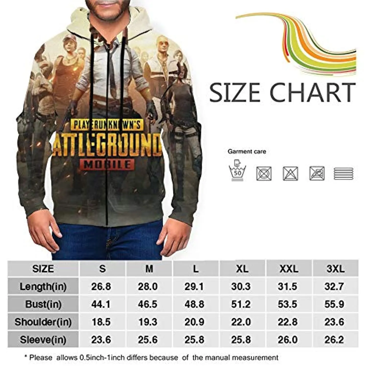 PUBG Hoodies - 3D Print Game PUBG Mobile Colorful Zipper Jacket with Pockets