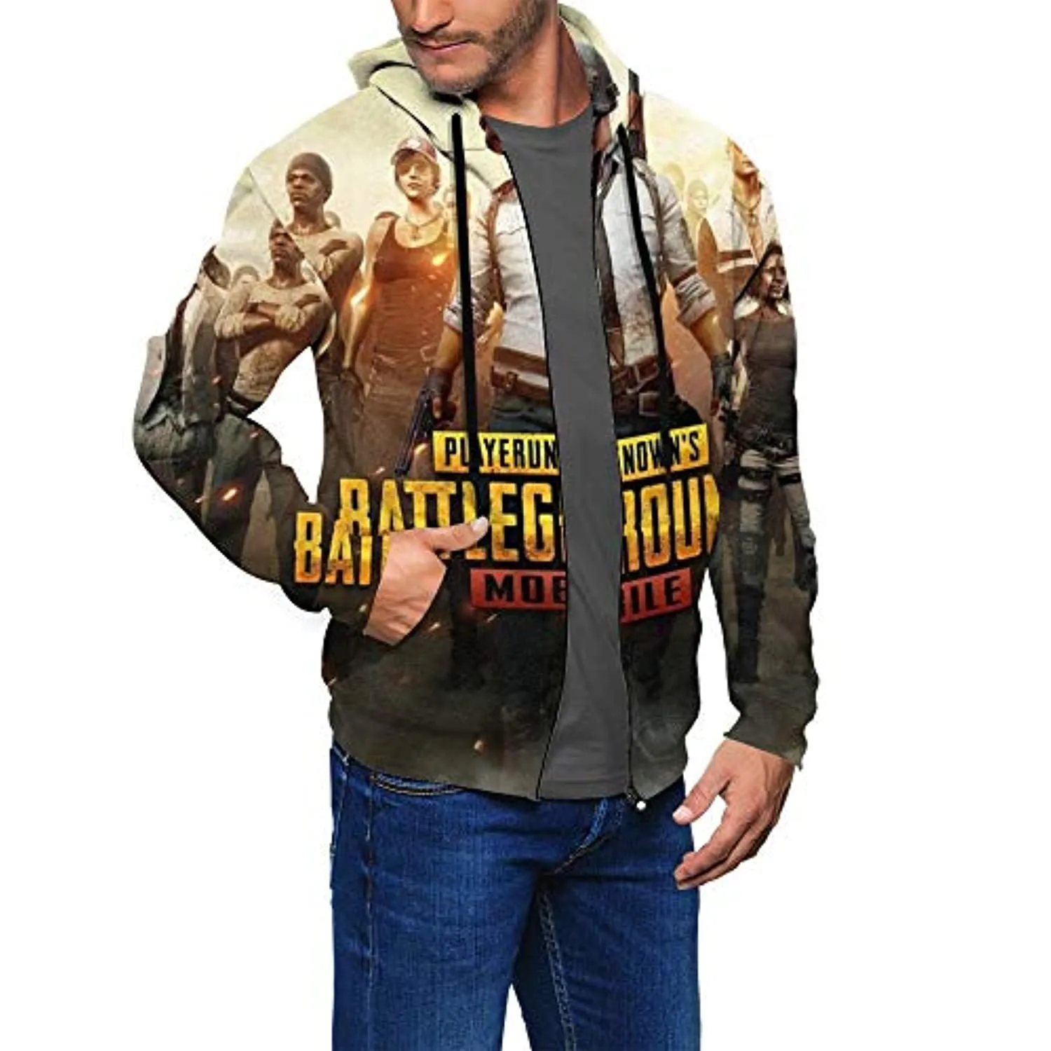 PUBG Hoodies - 3D Print Game PUBG Mobile Colorful Zipper Jacket with Pockets