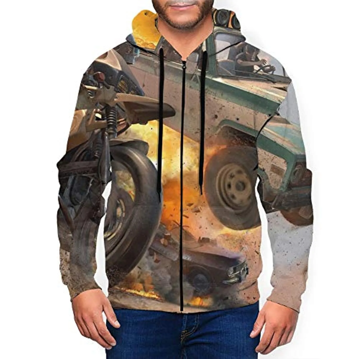 PUBG Hoodies - 3D Print Game Vehicle Zipper Jacket with Pockets