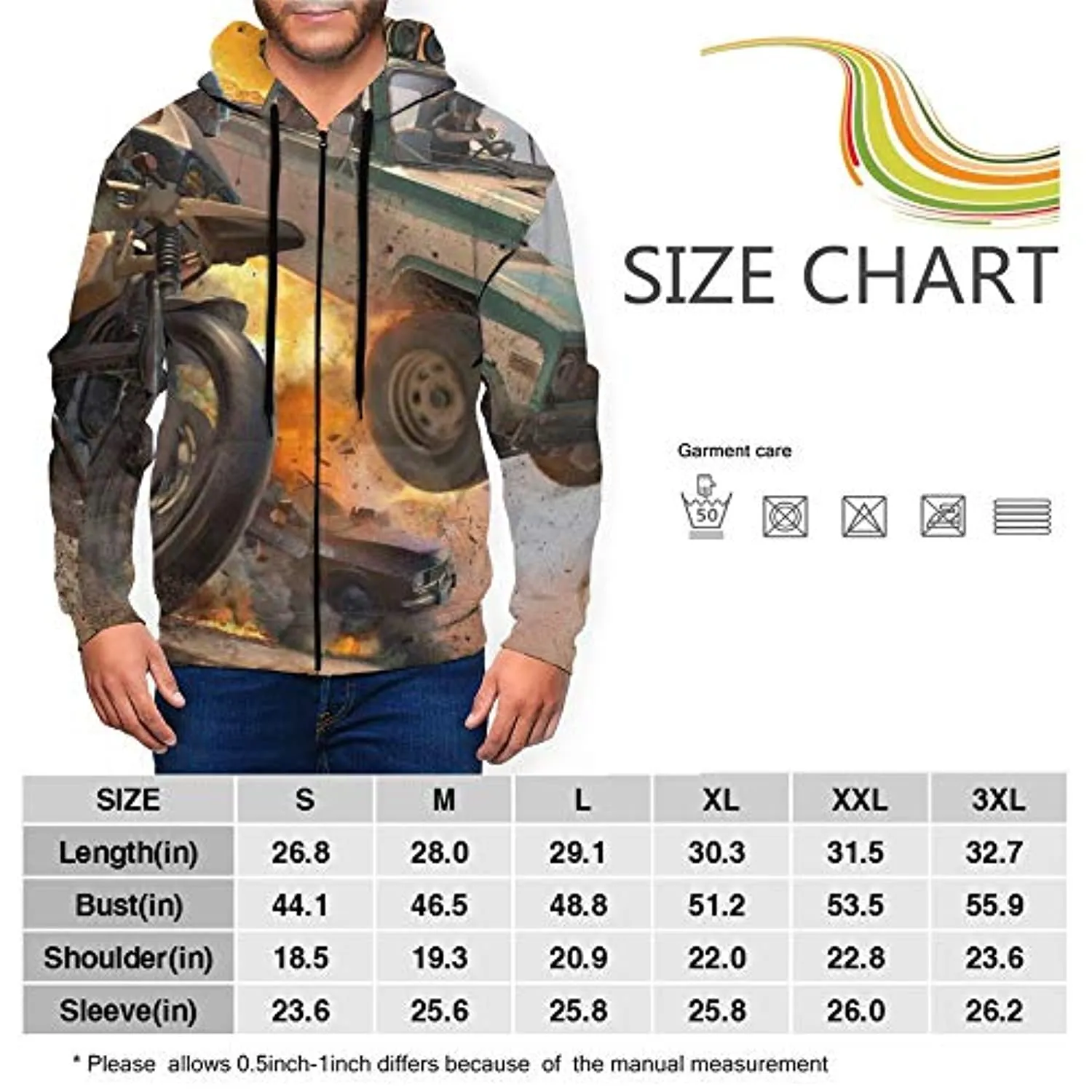 PUBG Hoodies - 3D Print Game Vehicle Zipper Jacket with Pockets