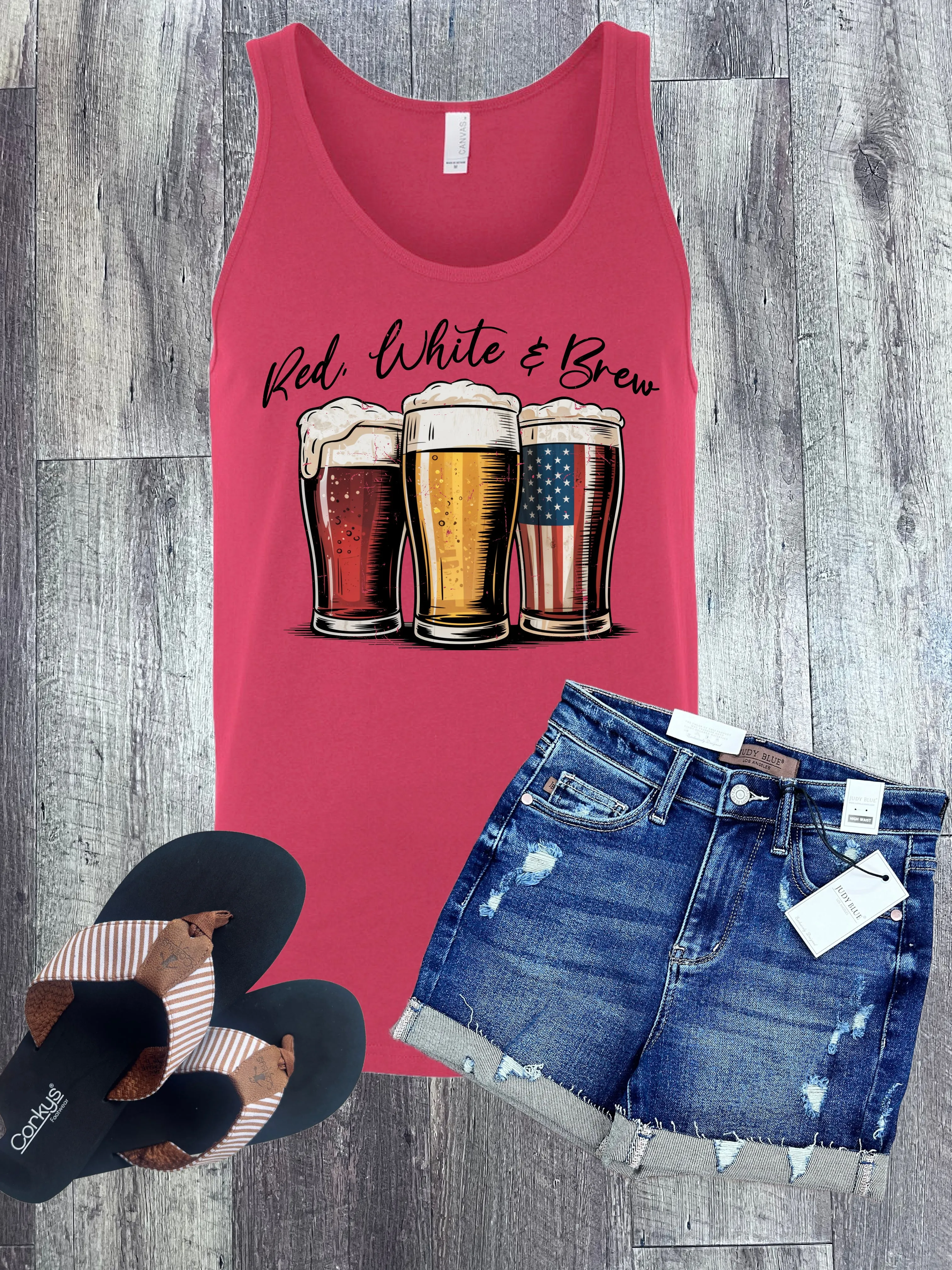 Red, White, and Brew Tank in Red