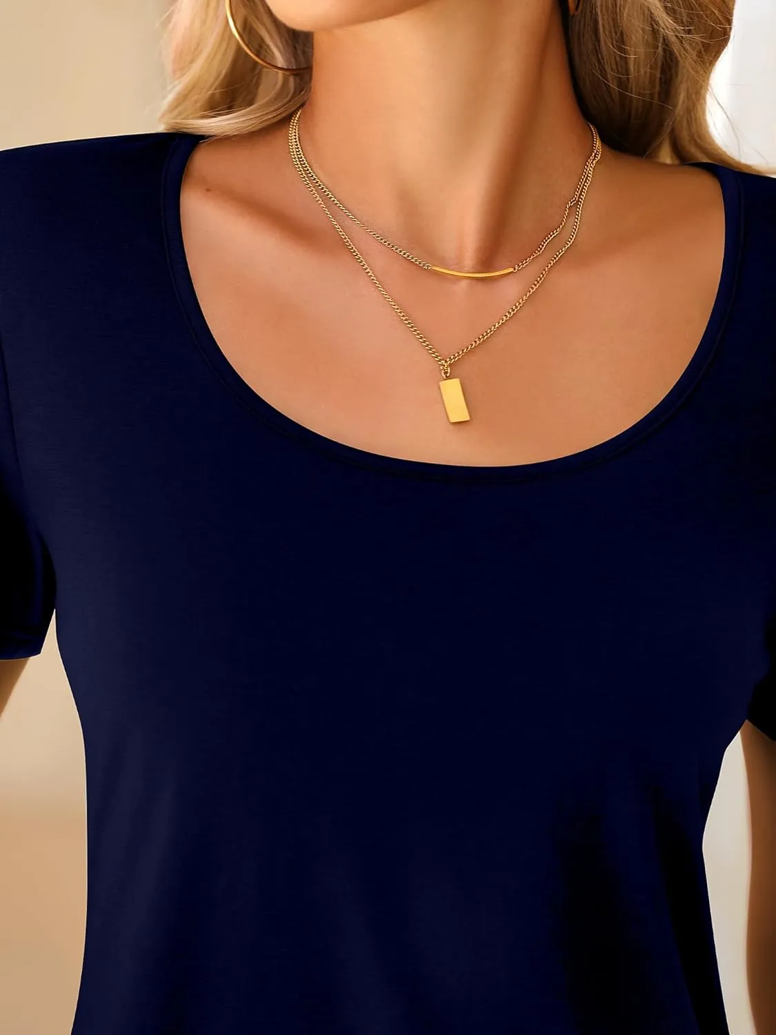 Riyiper 4 Pcs Womens Short Sleeve Shirts Scoop Neck Basic Casual T Shirts Women Basic Light Weight Layer Summer Tees