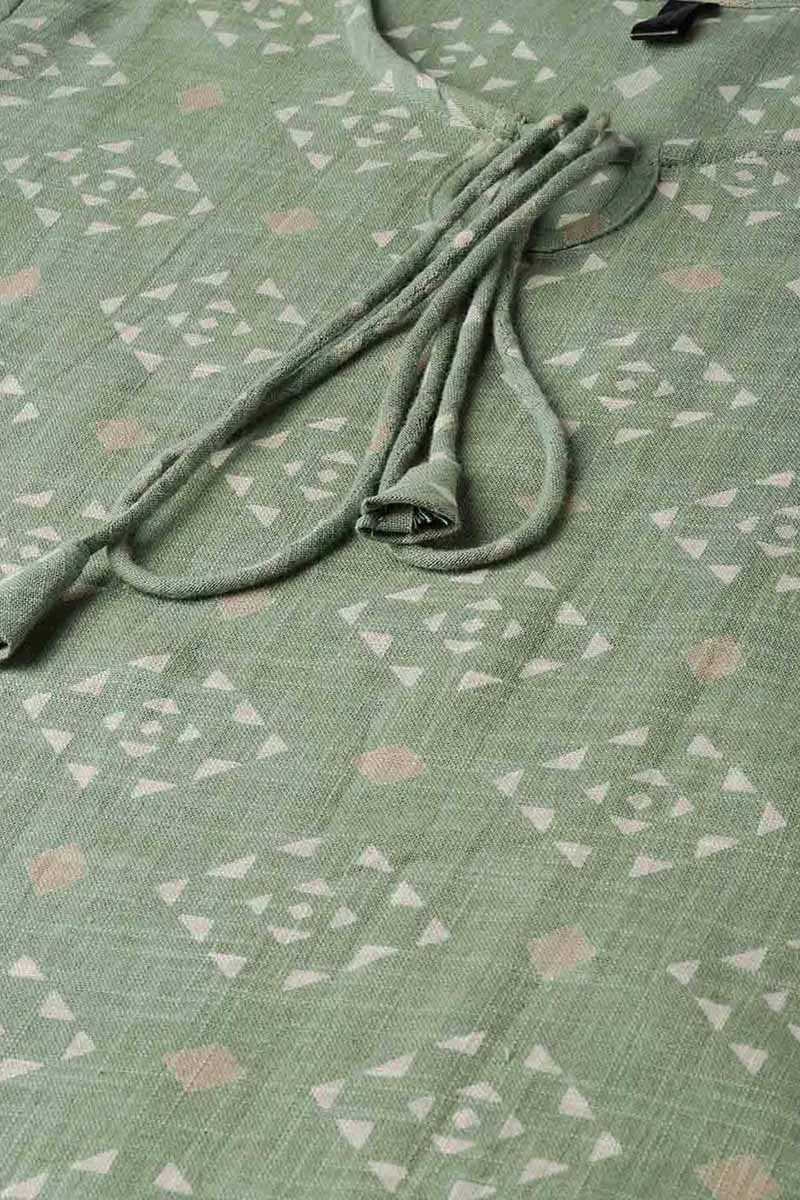 Sea Green Color Printed Trendy Kurti