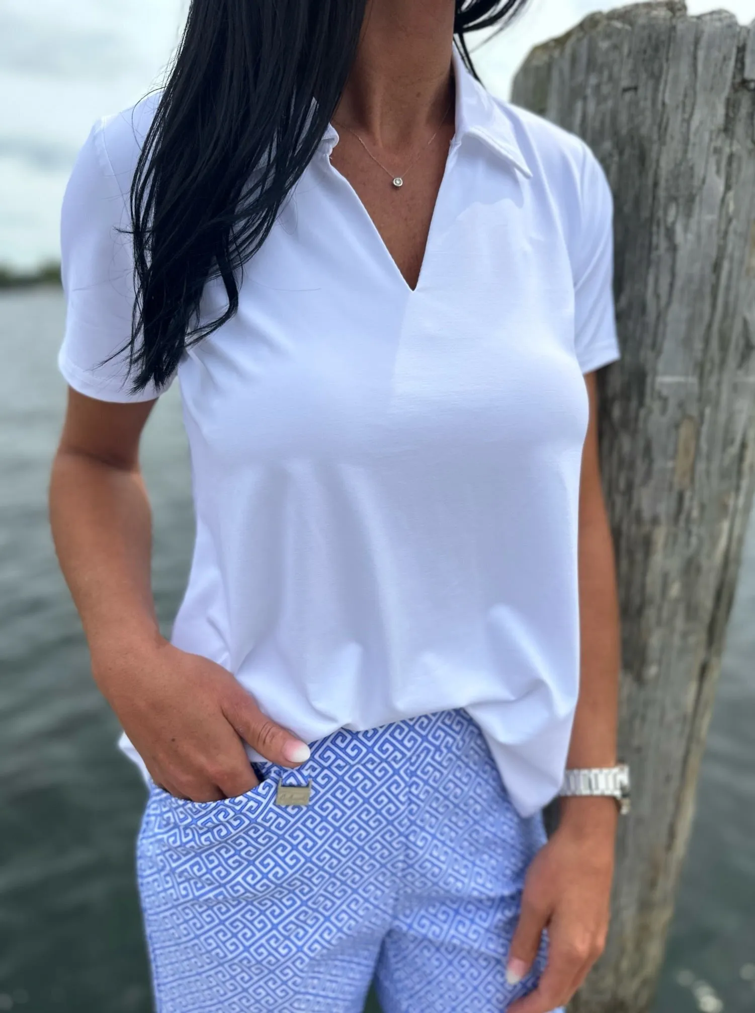 Short Sleeve Collar Top [WHT-SPX5296S]