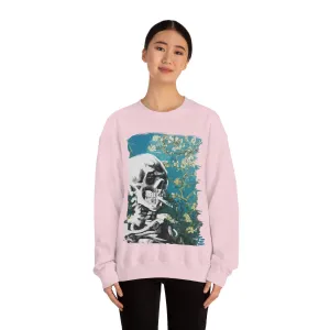 Skull With Burning Cigarette on Cherry Blossom - Van Gogh Tribute | Art Freak Sweatshirt