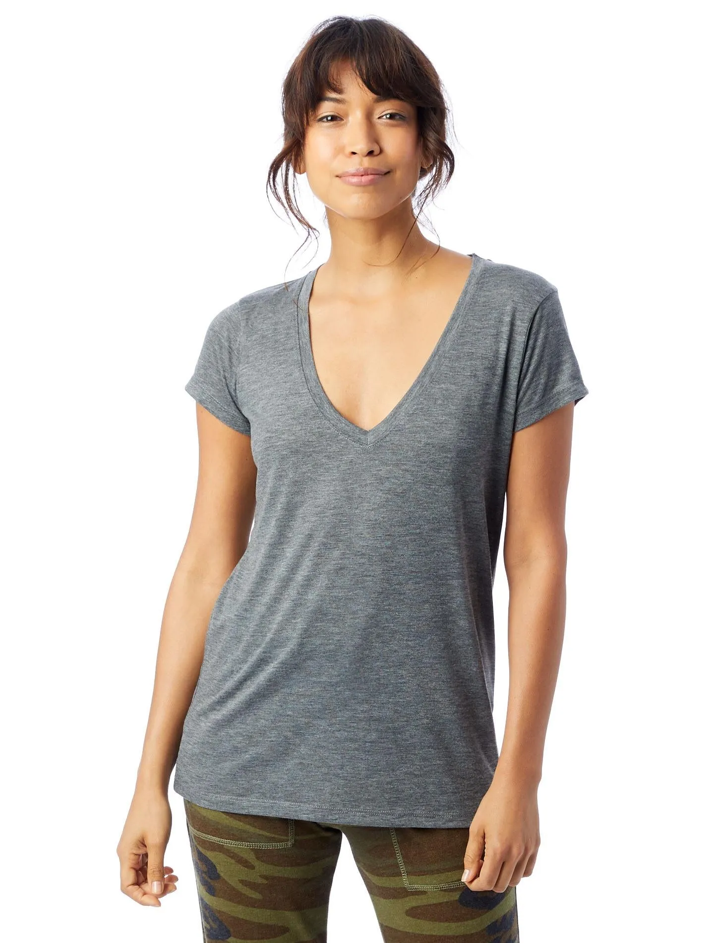 Slinky Jersey V-Neck T-Shirt (Ash Heather)